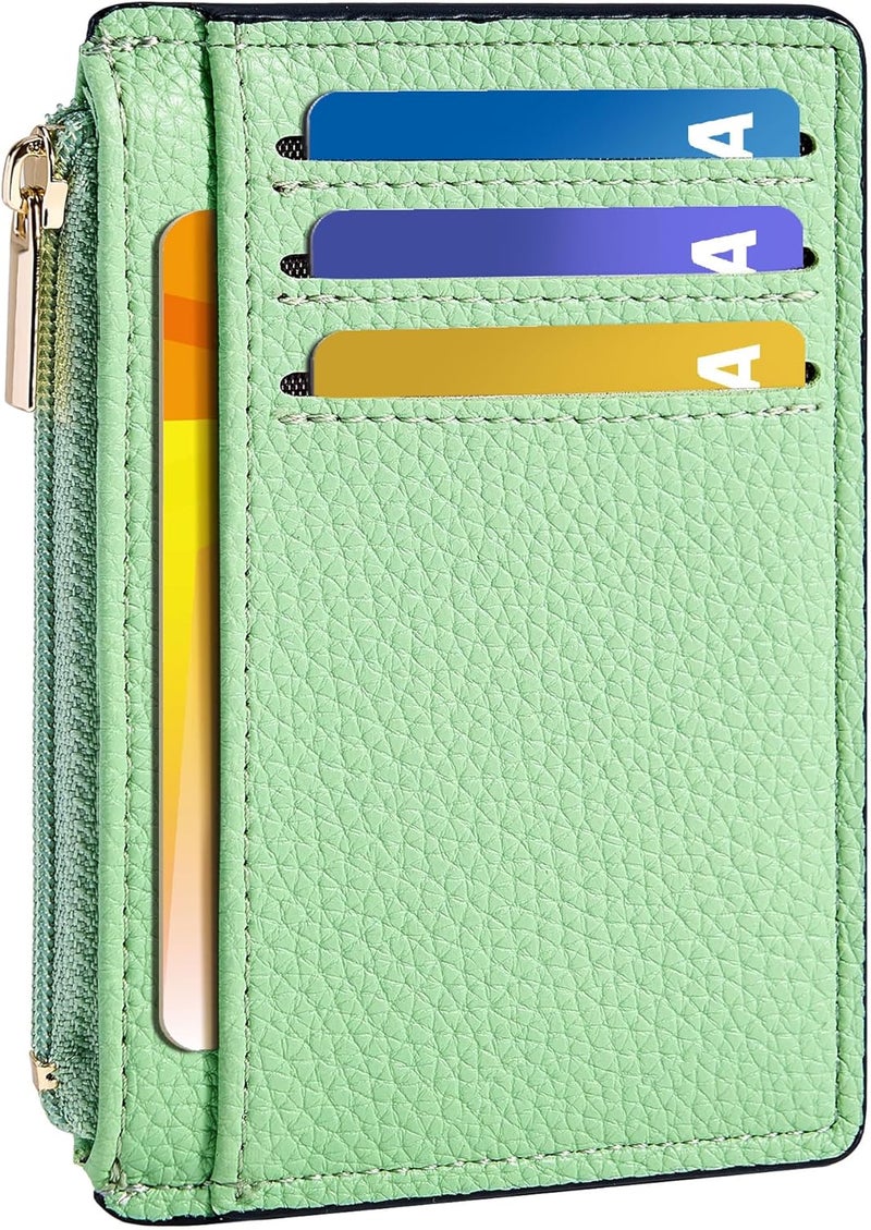 Tipmile Credit Card Holder for Women Slim Minimalist Front Pocket RFID Blocking Wallet Small Compact Card Case with ID Window, Grass Green - Image 1